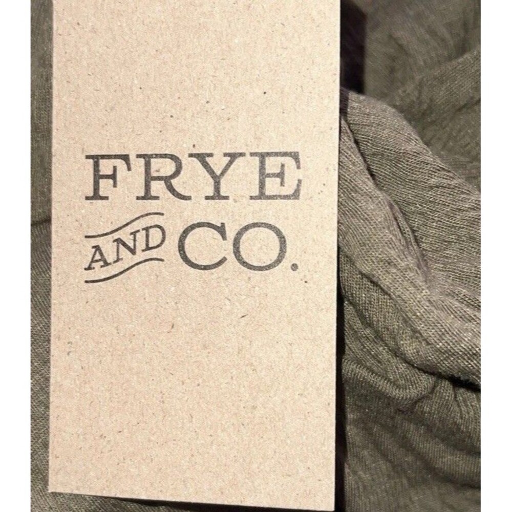 Frye and Co Women's Scoop Neck M Elbow Sleeve Blouse Burnt Olive Green Tie Front - Picture 5 of 7